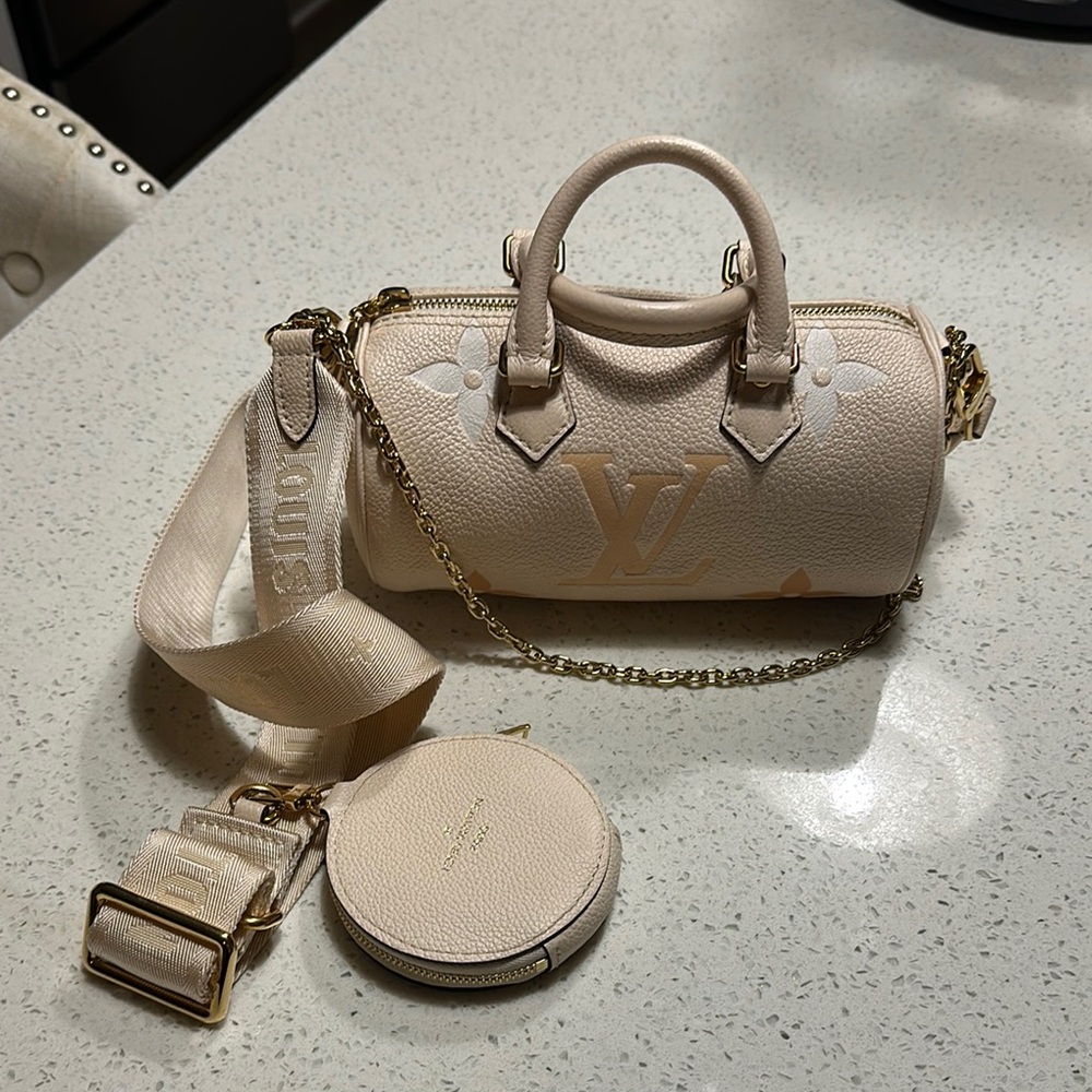 BRAND NEW! Louis Vuitton Cream Crossbody Bag Structured with Gold-Toned Hardware